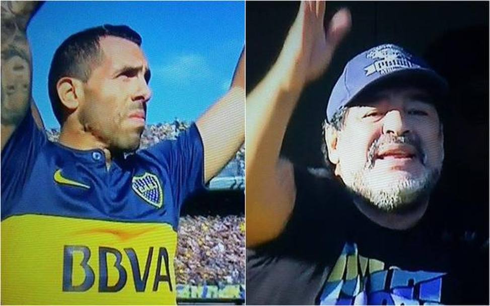 Carlos Tevez e Dego Armando Maradona. Twitter